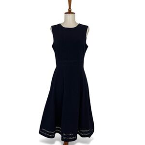 Calvin Klein‎ Navy Fit & Flare Dress Women’s 6 Sleeveless Crew Neck Classic